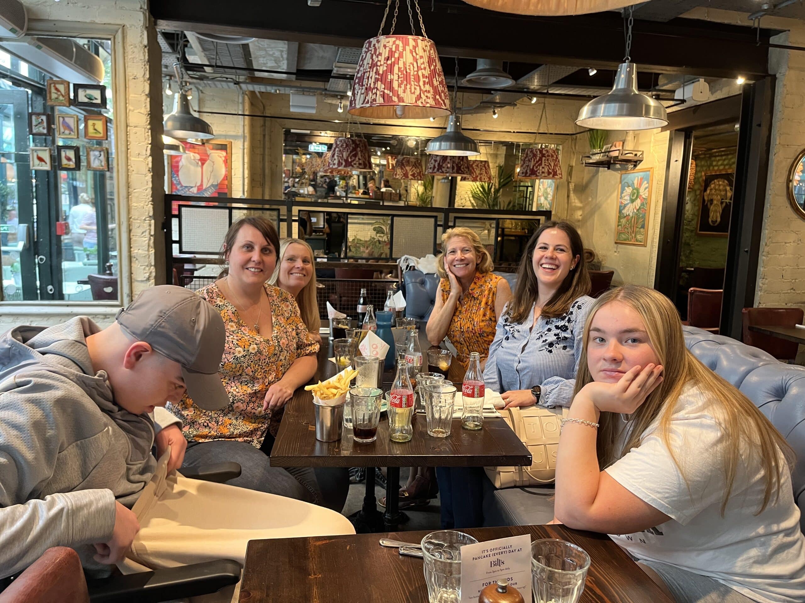 Family enjoying meal at restaurant